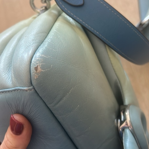 *Flaws* Coach Ombre Puffy Tabby Blue and Cream Shoulder Bag - Picture 5 of 7